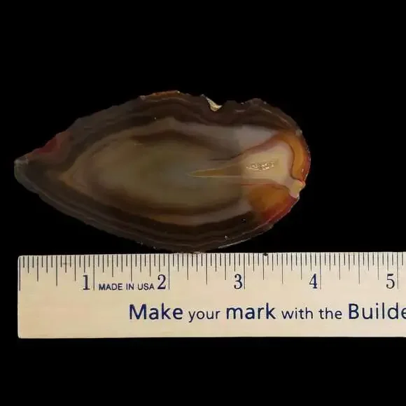 Vintage Belt Buckle‎ Polished Stone Agate Brown Swirl Feels Like Glass